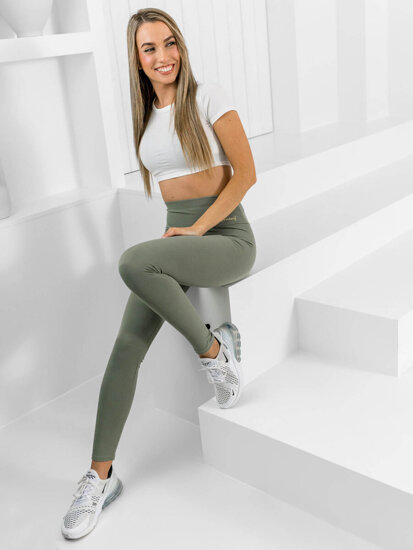 Leggings de rayas para mujer verde Bolf 10376