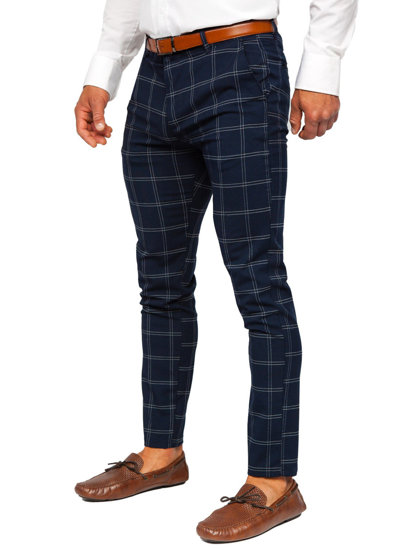 Pantalón a cuadros de tela tipo chino para hombre azul tinta Bolf 0036