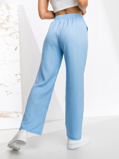 Pantalón ancho de tela para mujer azul claro Bolf W7960