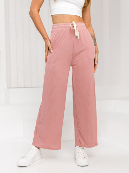 Pantalón ancho de tela para mujer rosa Bolf W7955