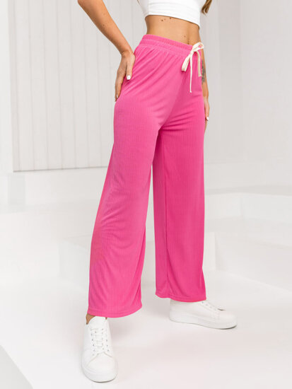 Pantalón ancho de tela para mujer rosa Bolf W7956