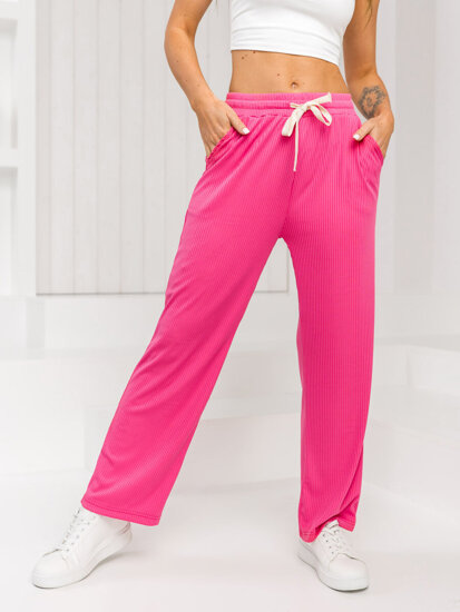 Pantalón ancho de tela para mujer rosa Bolf W7958