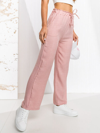 Pantalón ancho de tela para mujer rosa Bolf W7966