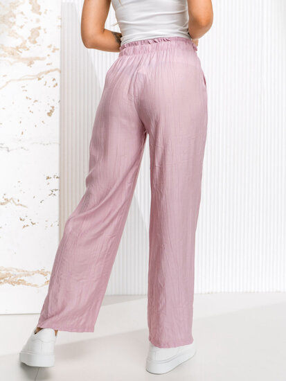 Pantalón ancho de tela para mujer rosa Bolf W7970