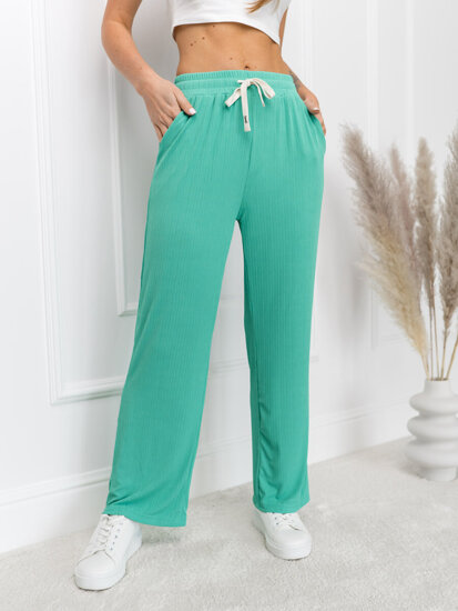 Pantalón ancho de tela para mujer verde Bolf W7957