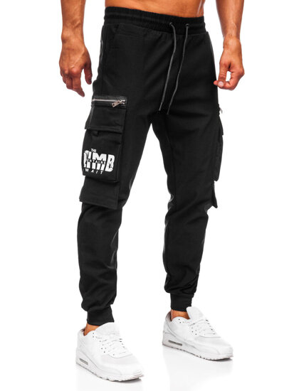 Pantalón cargo de chándal jogger para hombre negro Bolf K12