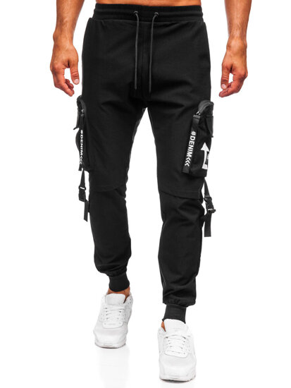 Pantalón cargo de chándal jogger para hombre negro Bolf K13