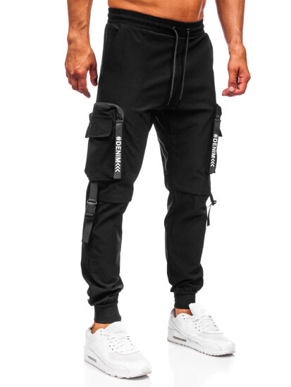 Pantalón cargo de chándal jogger para hombre negro Bolf K13