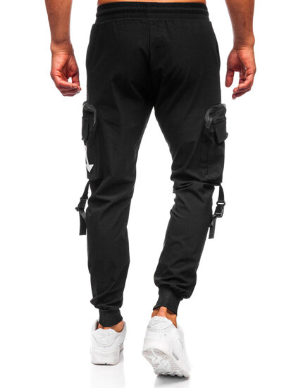 Pantalón cargo de chándal jogger para hombre negro Bolf K13