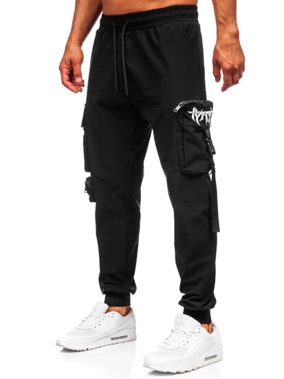 Pantalón cargo de chándal jogger para hombre negro Bolf K15