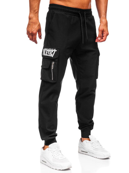 Pantalón cargo de chándal jogger para hombre negro Bolf K16