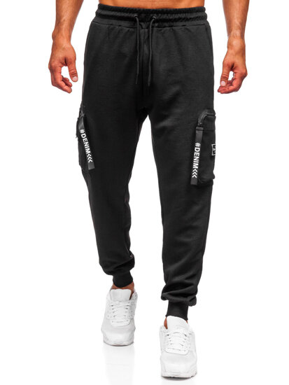 Pantalón cargo de chándal jogger para hombre negro Bolf K18