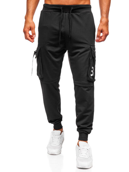 Pantalón cargo de chándal jogger para hombre negro Bolf K19