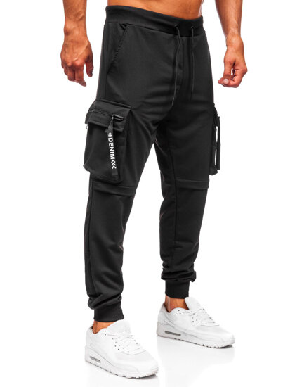 Pantalón cargo de chándal jogger para hombre negro Bolf K19