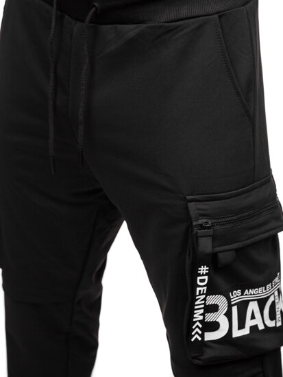 Pantalón cargo de chándal jogger para hombre negro Bolf K19