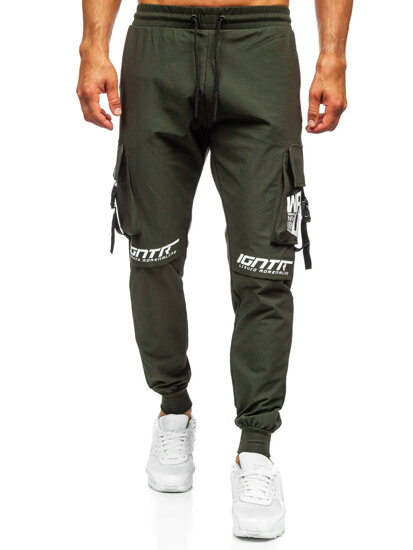 Pantalón cargo de chándal jogger para hombre verde Bolf K11