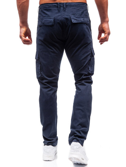 Pantalón cargo de tela para hombre azul oscuro Bolf J700