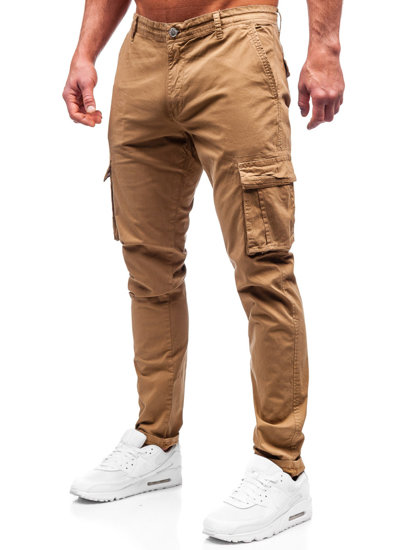 Pantalón cargo de tela para hombre camel Bolf J700