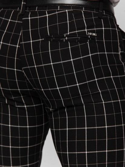 Pantalón chino a cuadros de tela para hombre negro Bolf 0033