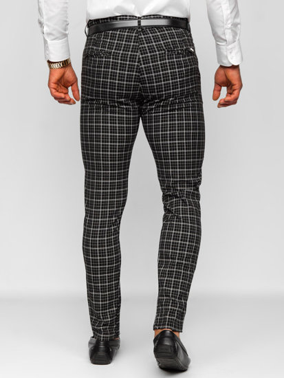 Pantalón chino a cuadros de tela para hombre negro Bolf 0035