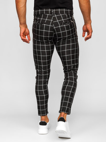 Pantalón chino a cuadros de tela para hombre negro Bolf 0057