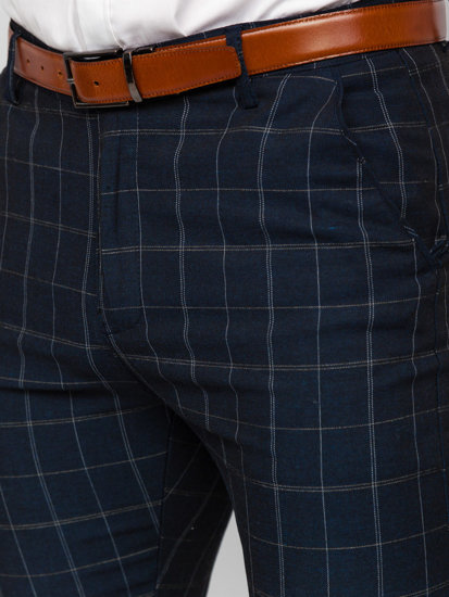 Pantalón chino de tela a cuadros azul oscuro Bolf KA9023