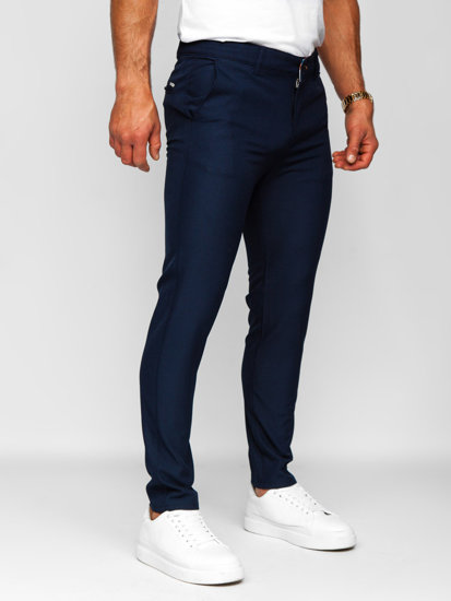 Pantalón chino de tela para hombre azul oscuro Bolf 0031