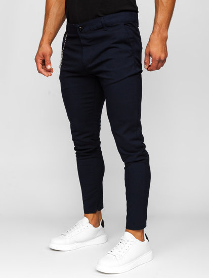 Pantalón chino de tela para hombre azul oscuro Bolf 0059