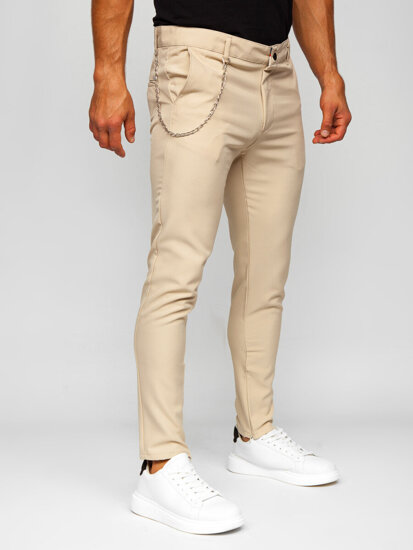 Pantalón chino de tela para hombre beige Bolf 0059