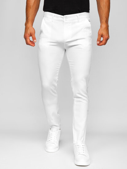 Pantalón chino de tela para hombre blanco Bolf 0055