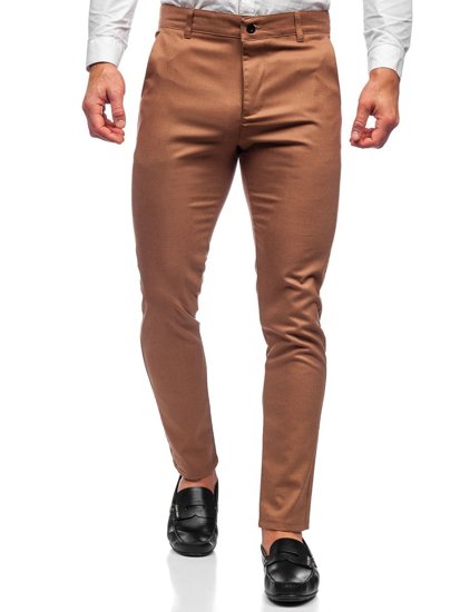 Pantalón chino de tela para hombre color marrón Denley 0017