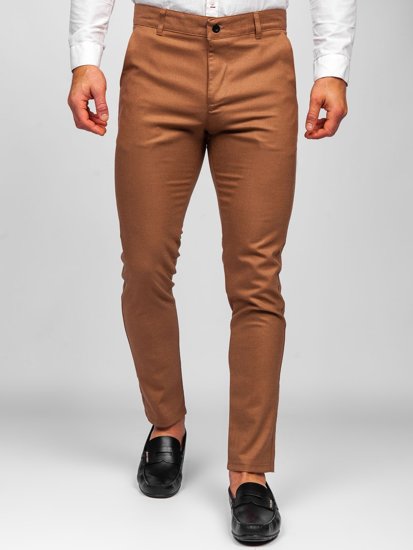 Pantalón chino de tela para hombre color marrón Denley 0017