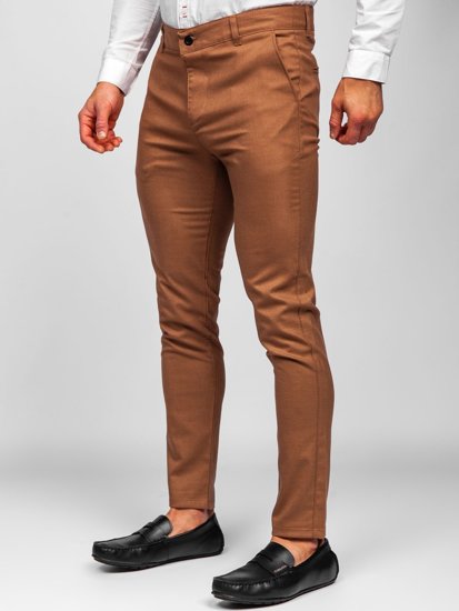 Pantalón chino de tela para hombre color marrón Denley 0017