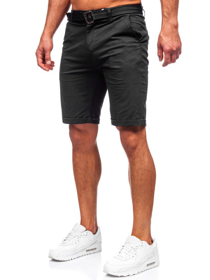 Pantalón corto con cinturón shorts para hombre negro Bolf XX160085