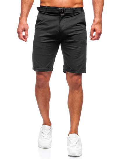 Pantalón corto con cinturón shorts para hombre negro Bolf XX160085