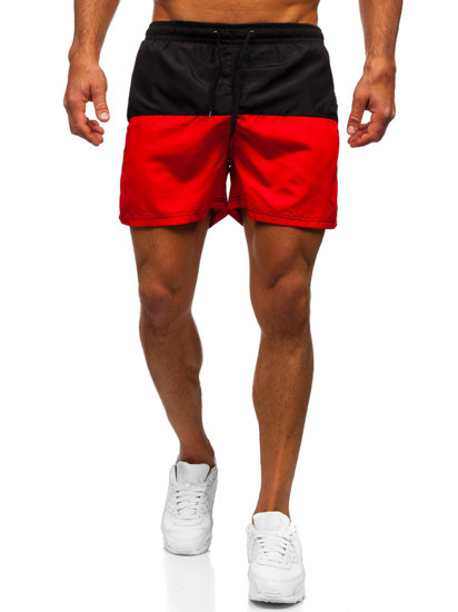 Pantalón corto de baño para hombre negro y rojo Bolf HM058