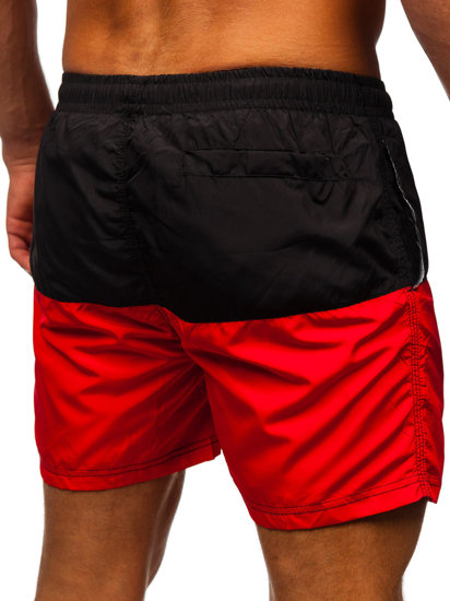 Pantalón corto de baño para hombre negro y rojo Bolf HM058