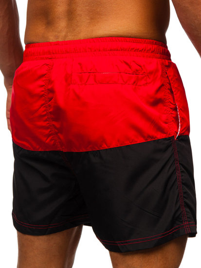 Pantalón corto de baño para hombre rojo y negro Bolf HM067