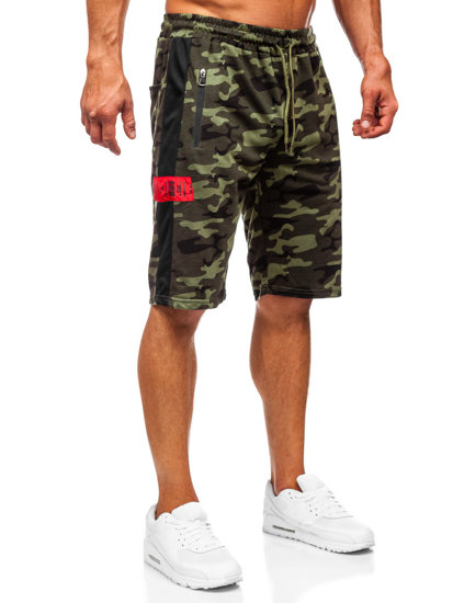 Pantalón corto de chándal camuflaje para hombre caqui Bolf HW2636