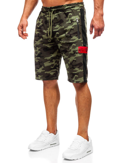 Pantalón corto de chándal camuflaje para hombre caqui Bolf HW2636