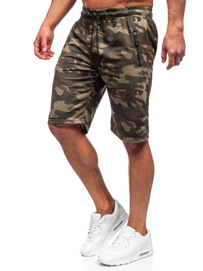 Pantalón corto de chándal camuflaje para hombre caqui Bolf JX700