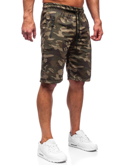 Pantalón corto de chándal camuflaje para hombre caqui Bolf JX700