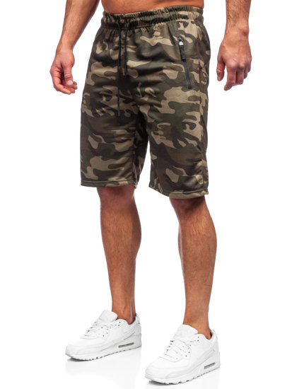 Pantalón corto de chándal camuflaje para hombre caqui Bolf JX700