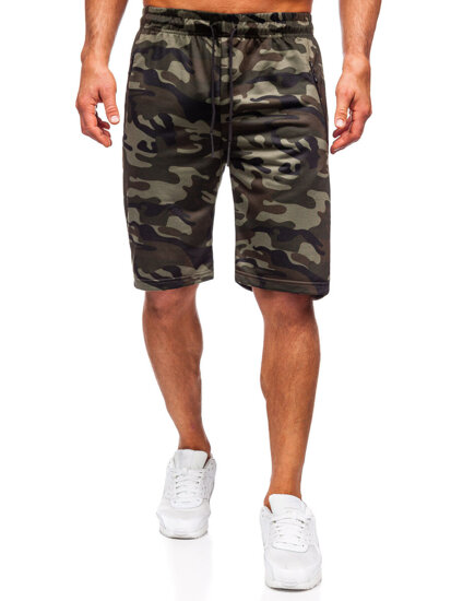 Pantalón corto de chándal camuflaje para hombre caqui Bolf JX862