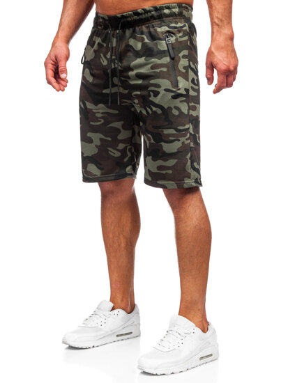 Pantalón corto de chándal camuflaje para hombre caqui Bolf JX863