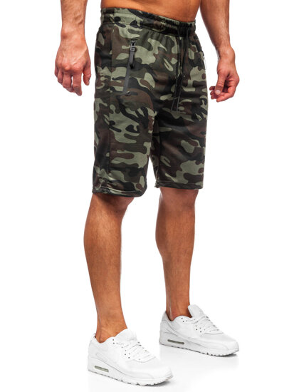 Pantalón corto de chándal camuflaje para hombre caqui Bolf JX863