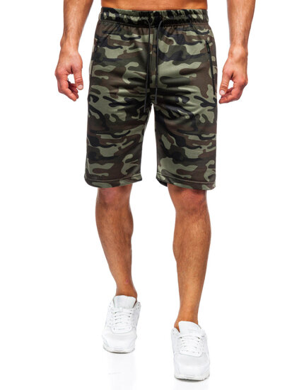 Pantalón corto de chándal camuflaje para hombre caqui Bolf JX865