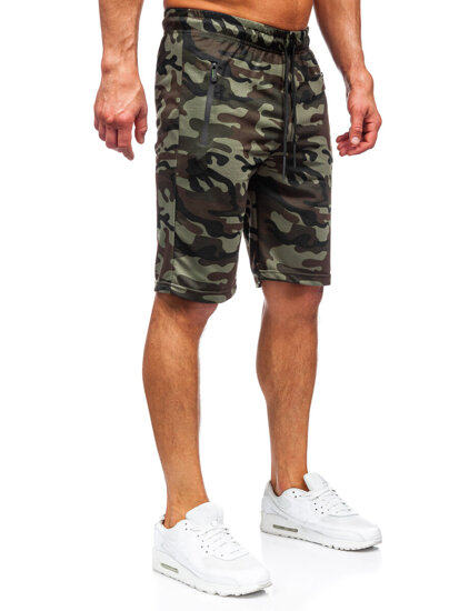 Pantalón corto de chándal camuflaje para hombre caqui Bolf JX865