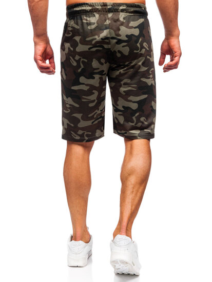 Pantalón corto de chándal camuflaje para hombre caqui Bolf JX873