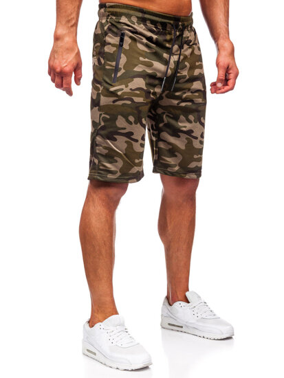 Pantalón corto de chándal camuflaje para hombre verde Bolf JX862